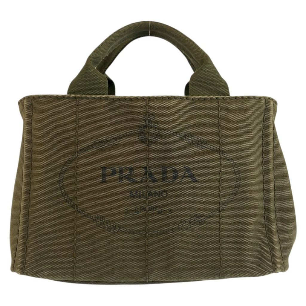 Prada Canapa Khaki Gold Canvas Tote Bag