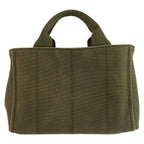 Prada Canapa Khaki Gold Canvas Tote Bag — view 2