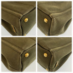 Prada Canapa Khaki Gold Canvas Tote Bag — view 4