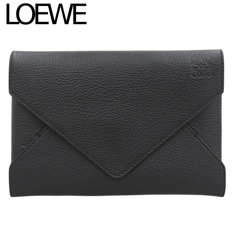 Loewe Anagram Logo Envelope Leather Pouch Mini Clutch
