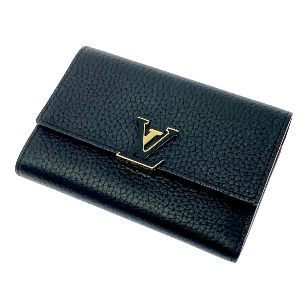 Louis Vuitton Leather Portefeuille Capucines Compact Noir Pink Trifold Wallet — view 4