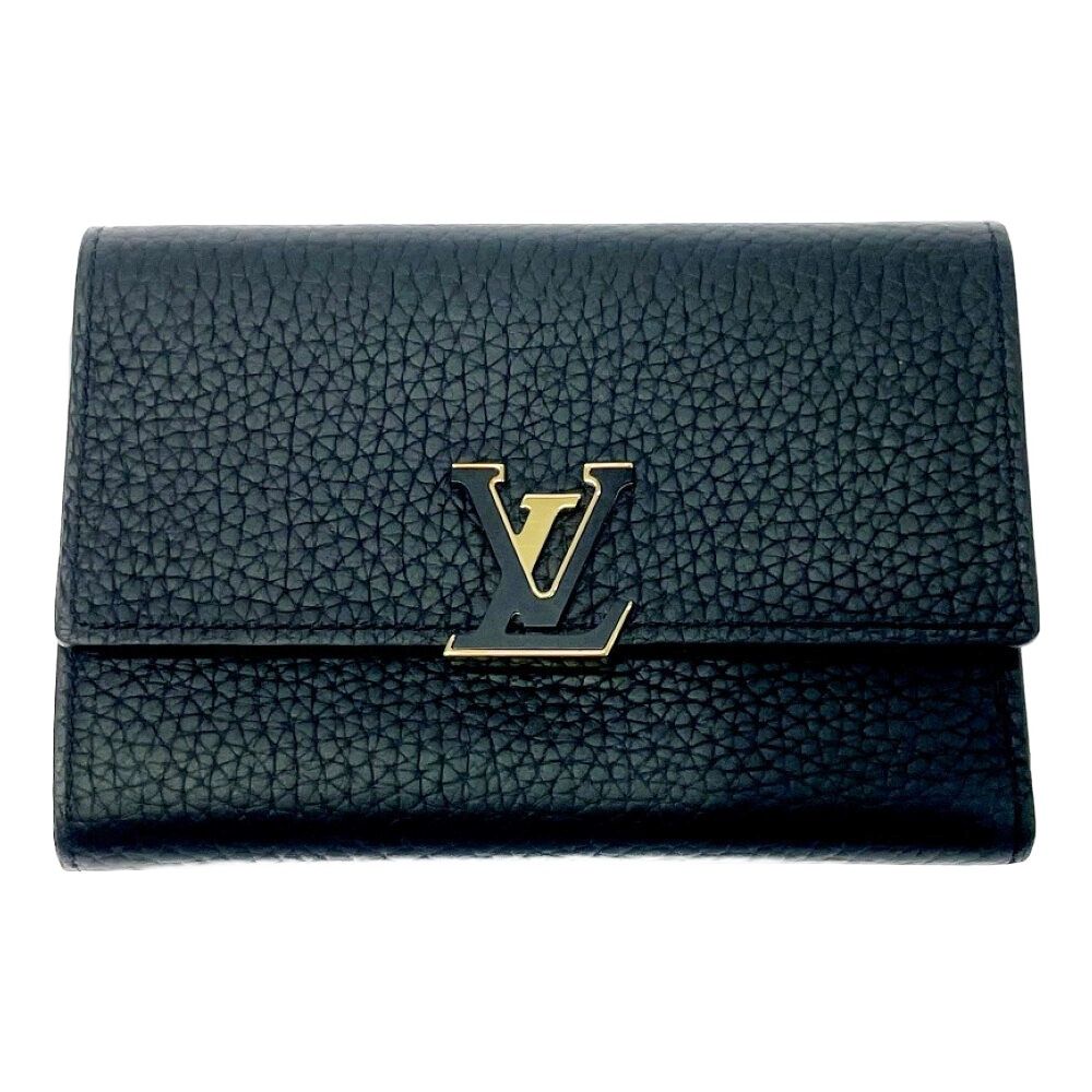 Louis Vuitton Leather Portefeuille Capucines Compact Noir Pink Trifold Wallet — view 2