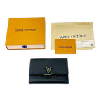 Louis Vuitton Leather Portefeuille Capucines Compact Noir Pink Trifold Wallet