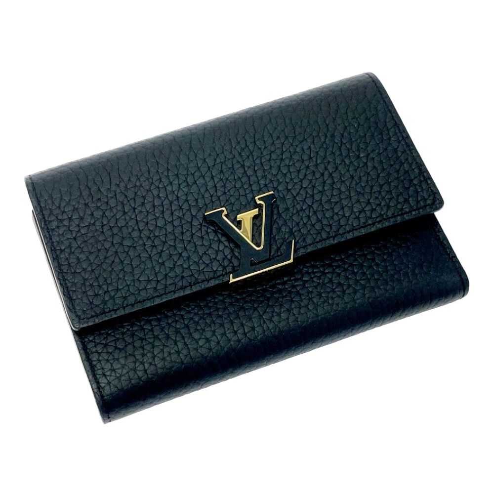 Louis Vuitton Leather Portefeuille Capucines Compact Noir Pink Trifold Wallet — view 3