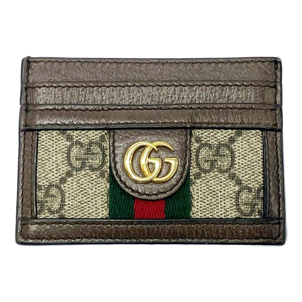 Gucci Leather Ophidia GG Supreme Card Case Brown — view 2