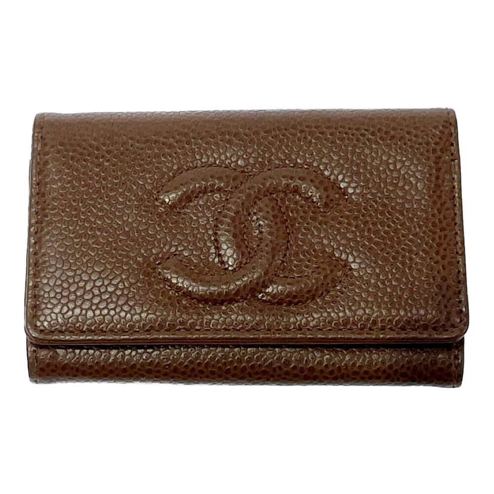 Chanel Matte Caviar Leather CC Logo Key Case Brown Key Holder — view 2