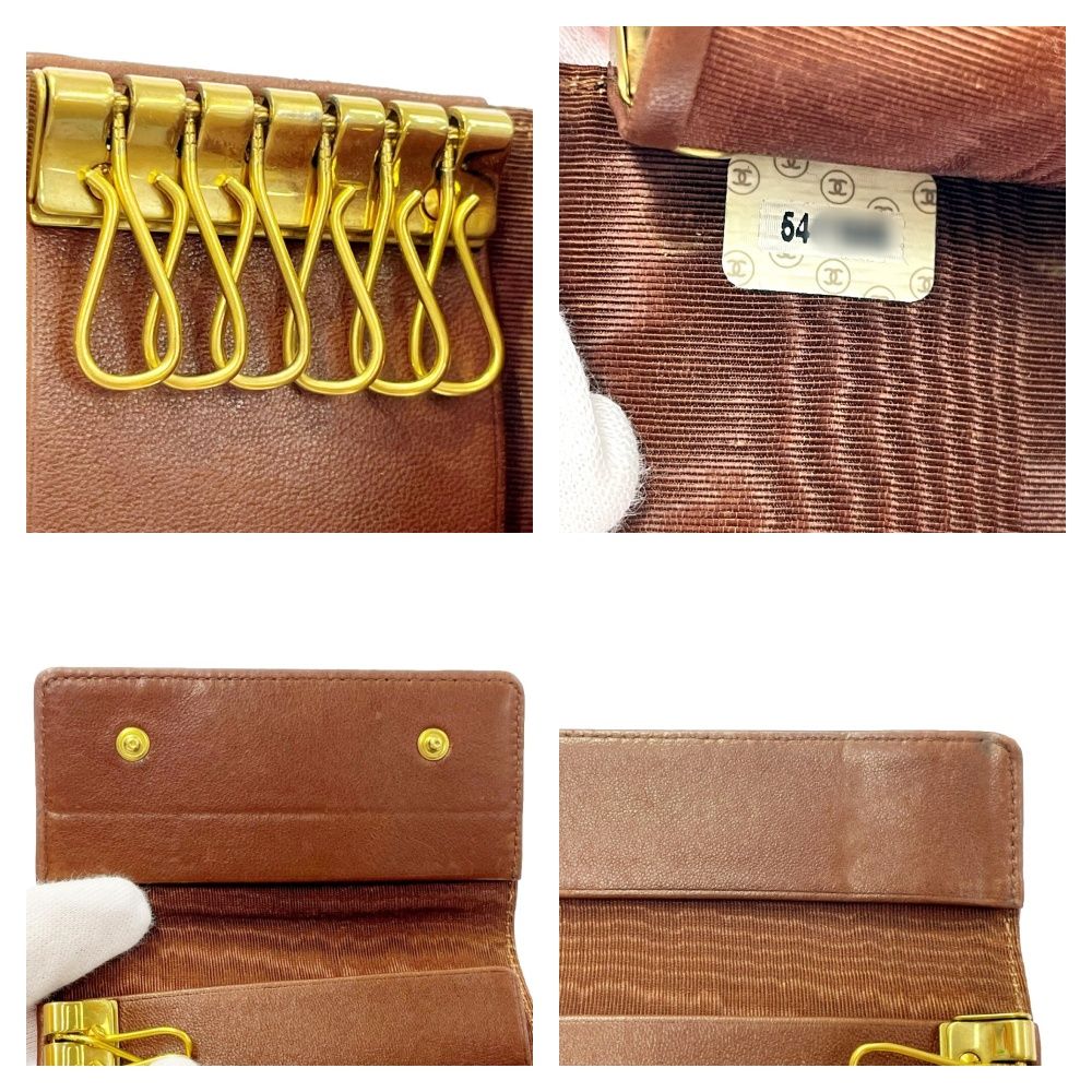 Chanel Matte Caviar Leather CC Logo Key Case Brown Key Holder — view 8