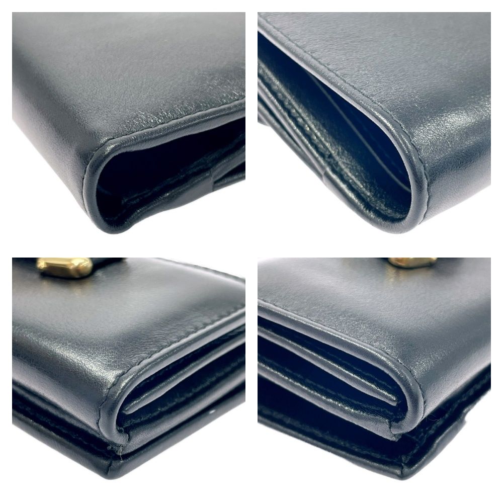 Gucci 035 0 Leather Bamboo Bifold Wallet Black — view 7