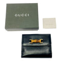 Gucci 035 0 Leather Bamboo Bifold Wallet Black