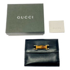 Gucci 035 0 Leather Bamboo Bifold Wallet Black