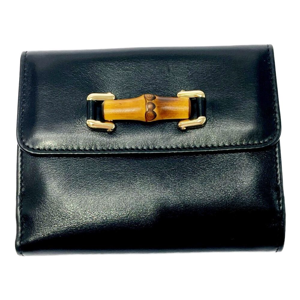 Gucci 035 0 Leather Bamboo Bifold Wallet Black — view 2