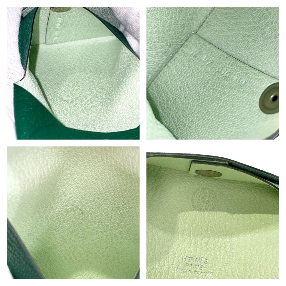 Hermes Chevre Bastia Verso Silver Green Coin Purse — view 7
