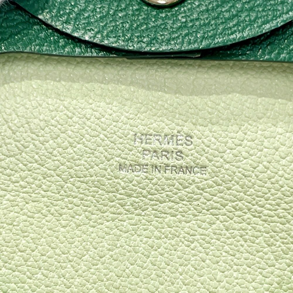 Hermes Chevre Bastia Verso Silver Green Coin Purse — view 8