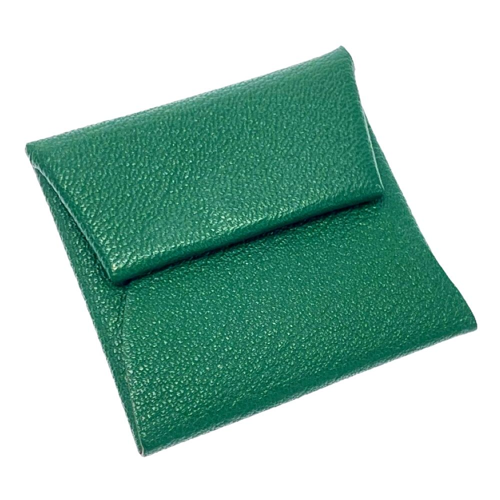 Hermes Chevre Bastia Verso Silver Green Coin Purse — view 2