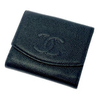 Chanel Matte Caviar Leather CC Logo Snap Bifold Wallet Black — view 4