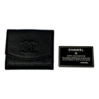 Chanel Matte Caviar Leather CC Logo Snap Bifold Wallet Black