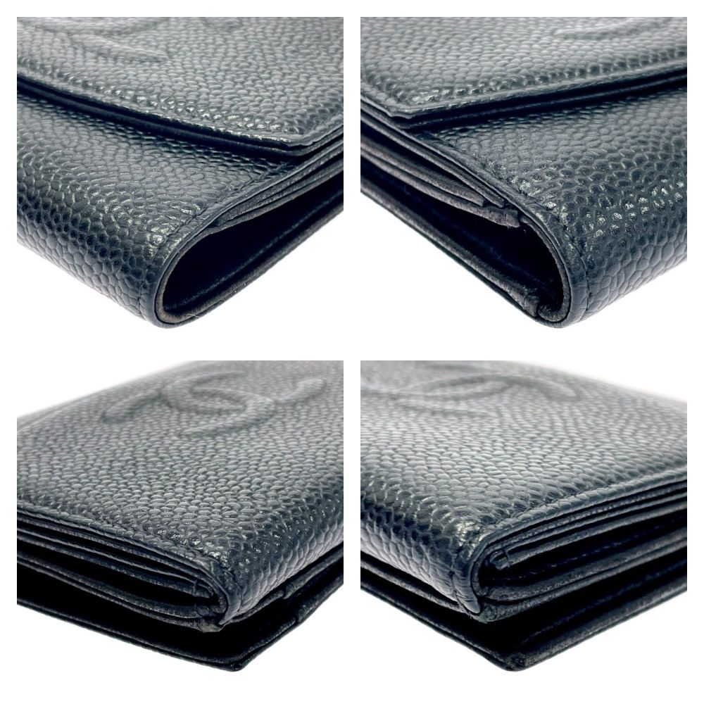 Chanel Matte Caviar Leather CC Logo Snap Bifold Wallet Black — view 7