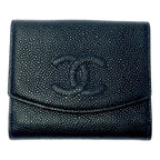 Chanel Matte Caviar Leather CC Logo Snap Bifold Wallet Black — view 2