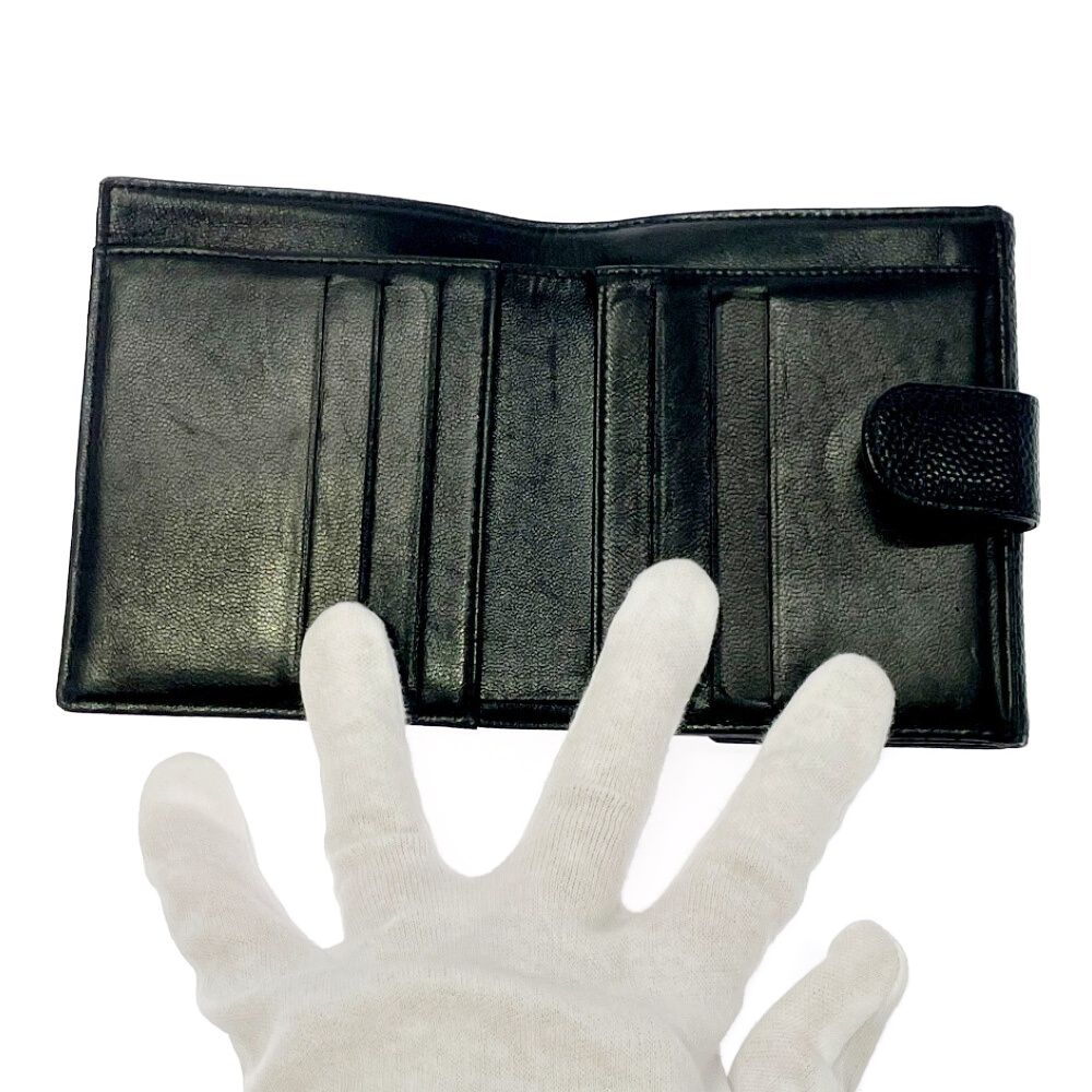 Chanel Matte Caviar Leather CC Logo Snap Bifold Wallet Black — view 6
