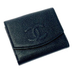 Chanel Matte Caviar Leather CC Logo Snap Bifold Wallet Black — view 3