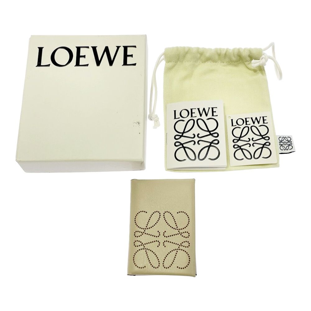Loewe Leather Anagram Card Case Beige