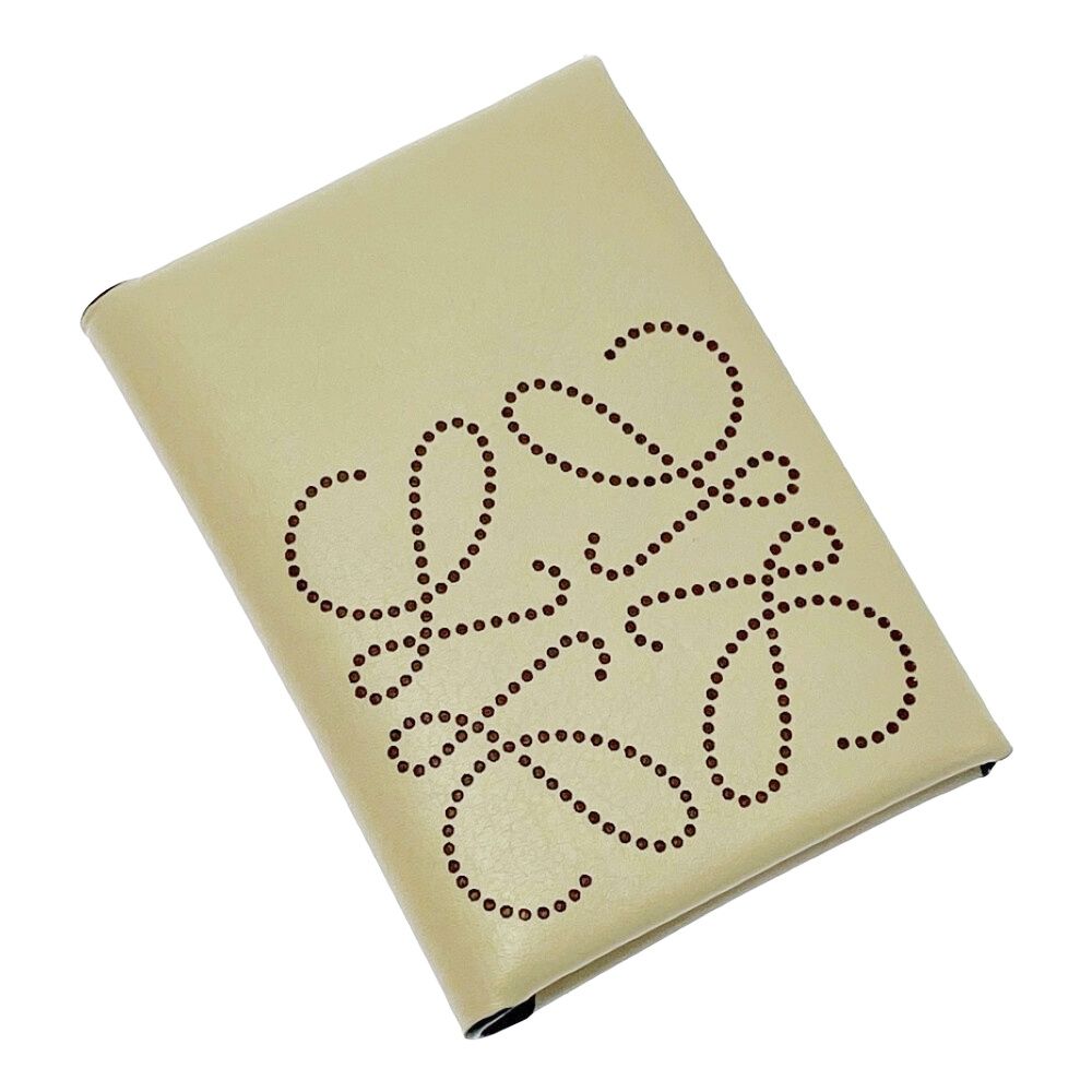 Loewe Leather Anagram Card Case Beige — view 3