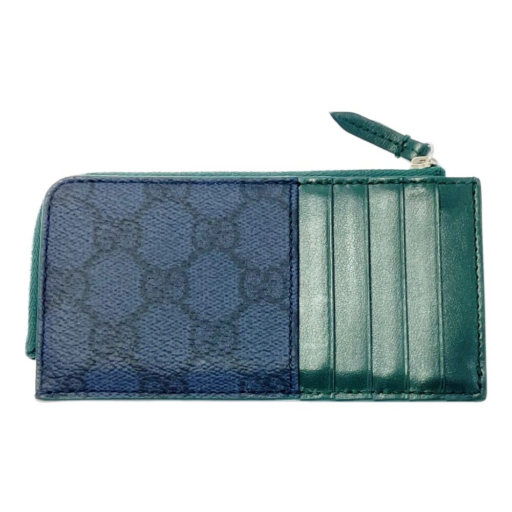 Gucci Leather GG Coin Purse Navy Green — view 5