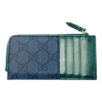 Gucci Leather GG Coin Purse Navy Green — view 5