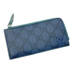Gucci Leather GG Coin Purse Navy Green — view 3