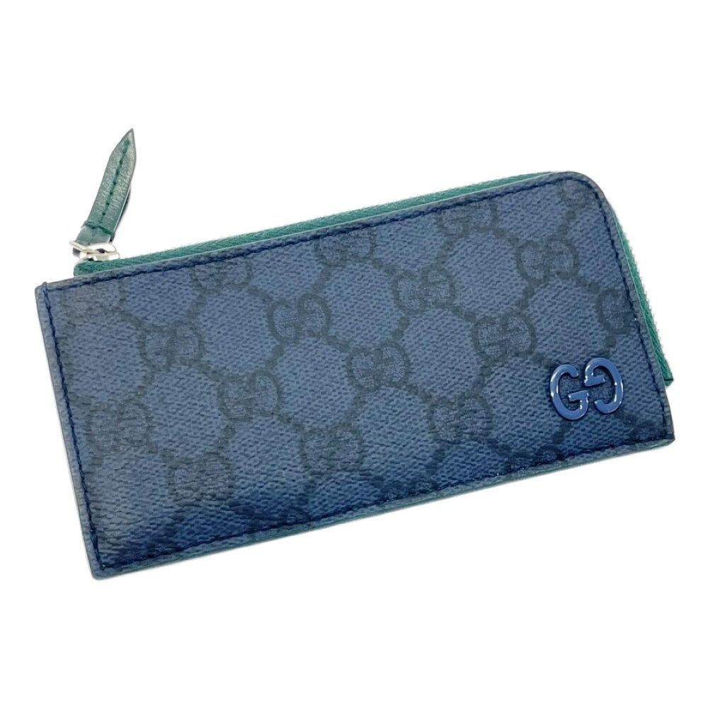 Gucci Leather GG Coin Purse Navy Green — view 3