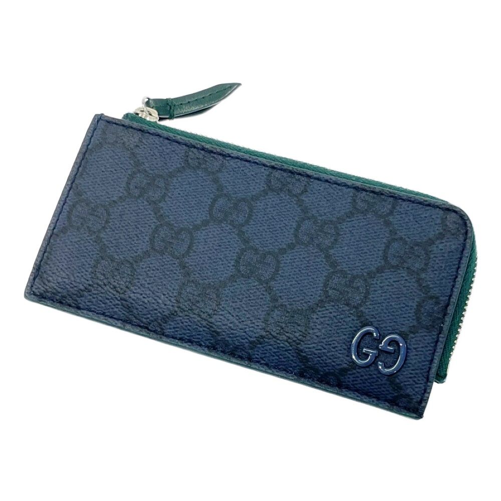 Gucci Leather GG Coin Purse Navy Green — view 4