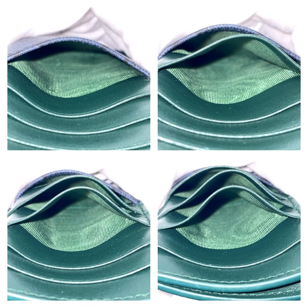 Gucci Leather GG Coin Purse Navy Green — view 8