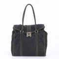 Prada Tessuto Nylon Leather Tote Bag Shoulder Business Document Black