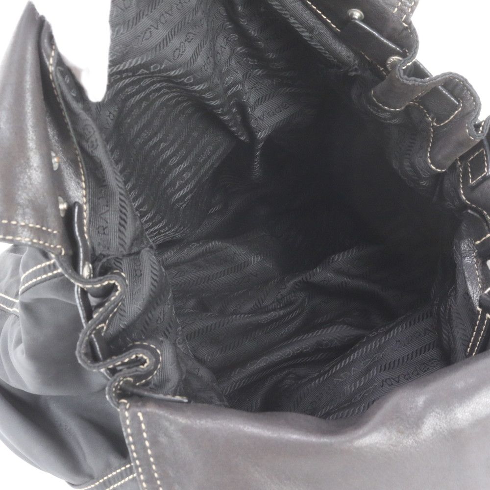 Prada Tessuto Nylon Leather Tote Bag Shoulder Business Document Black — view 7