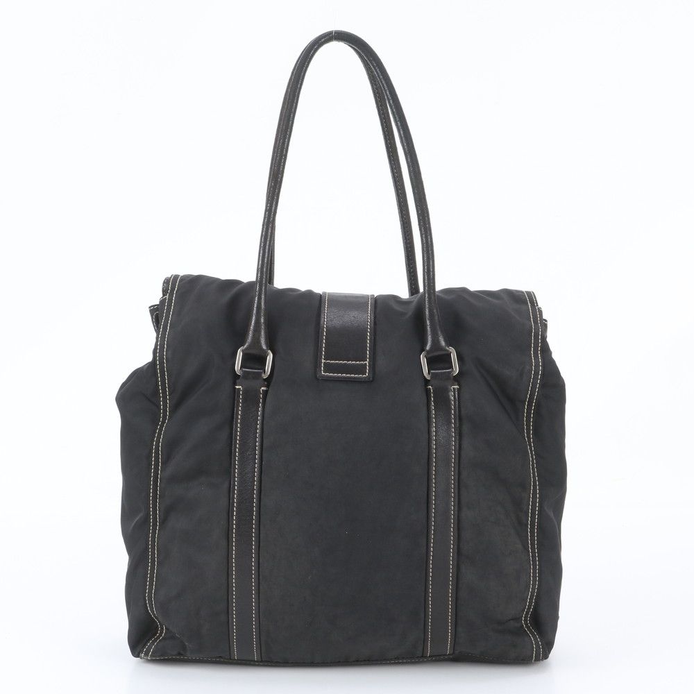Prada Tessuto Nylon Leather Tote Bag Shoulder Business Document Black — view 3