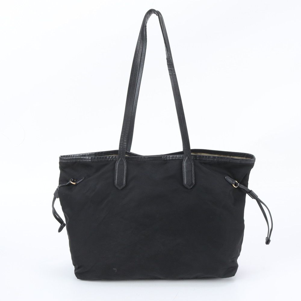 Prada Tessuto Nylon Leather Tote Bag Shoulder Hand Black — view 3