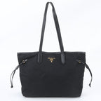 Prada Tessuto Nylon Leather Tote Bag Shoulder Hand Black