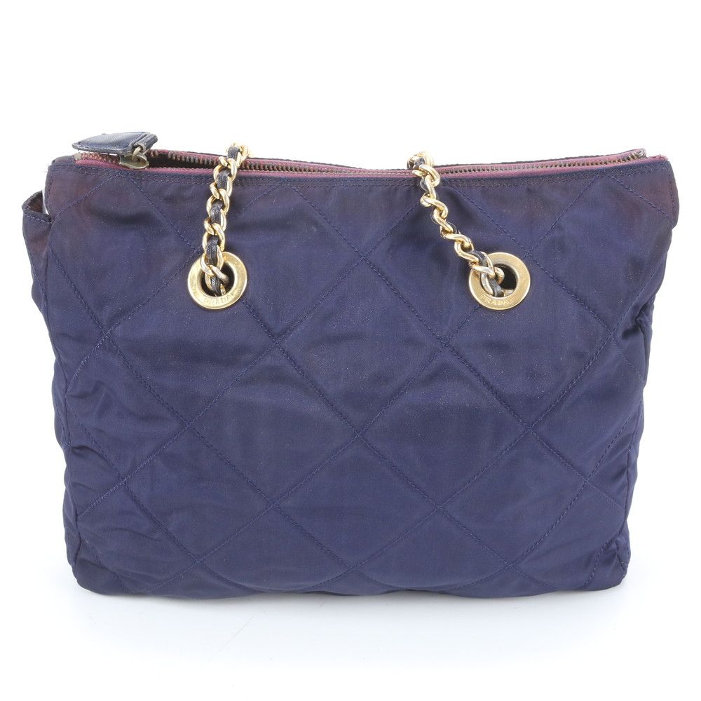 Prada Tessuto Nylon Quilted Triangle Logo Chain Shoulder Bag — view 3