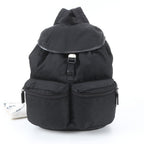 Prada Tessuto Nylon Triangle Logo Leather Backpack Business