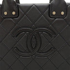 Chanel CC Logo Vanity 2-Way Shoulder Bag Chain Calfskin Black Gold — view 8