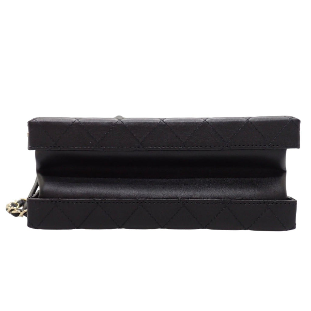 Chanel CC Logo Vanity 2-Way Shoulder Bag Chain Calfskin Black Gold — view 7
