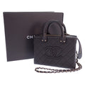 Chanel CC Logo Vanity 2-Way Shoulder Bag Chain Calfskin Black Gold
