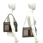 Gucci Vintage Sherry Line GG Pattern Leather 2-Way Shoulder Bag Brown — view 2