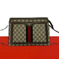 Gucci Vintage Sherry Line GG Pattern Leather 2-Way Shoulder Bag Brown