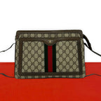 Gucci Vintage Sherry Line GG Pattern Leather 2-Way Shoulder Bag Brown