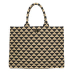 Prada Symbol Embroidery Large Tote Bag Fabric Black — view 3