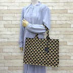 Prada Symbol Embroidery Large Tote Bag Fabric Black — view 2