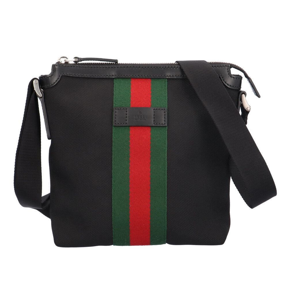 Gucci Sherry Line Shoulder Bag Canvas Black