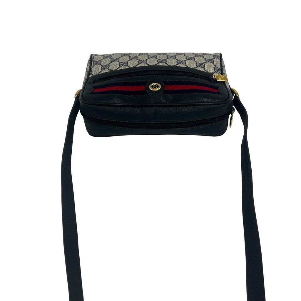 Gucci Vintage Sherry Line GG Logo Leather Shoulder Bag Pochette Navy — view 4