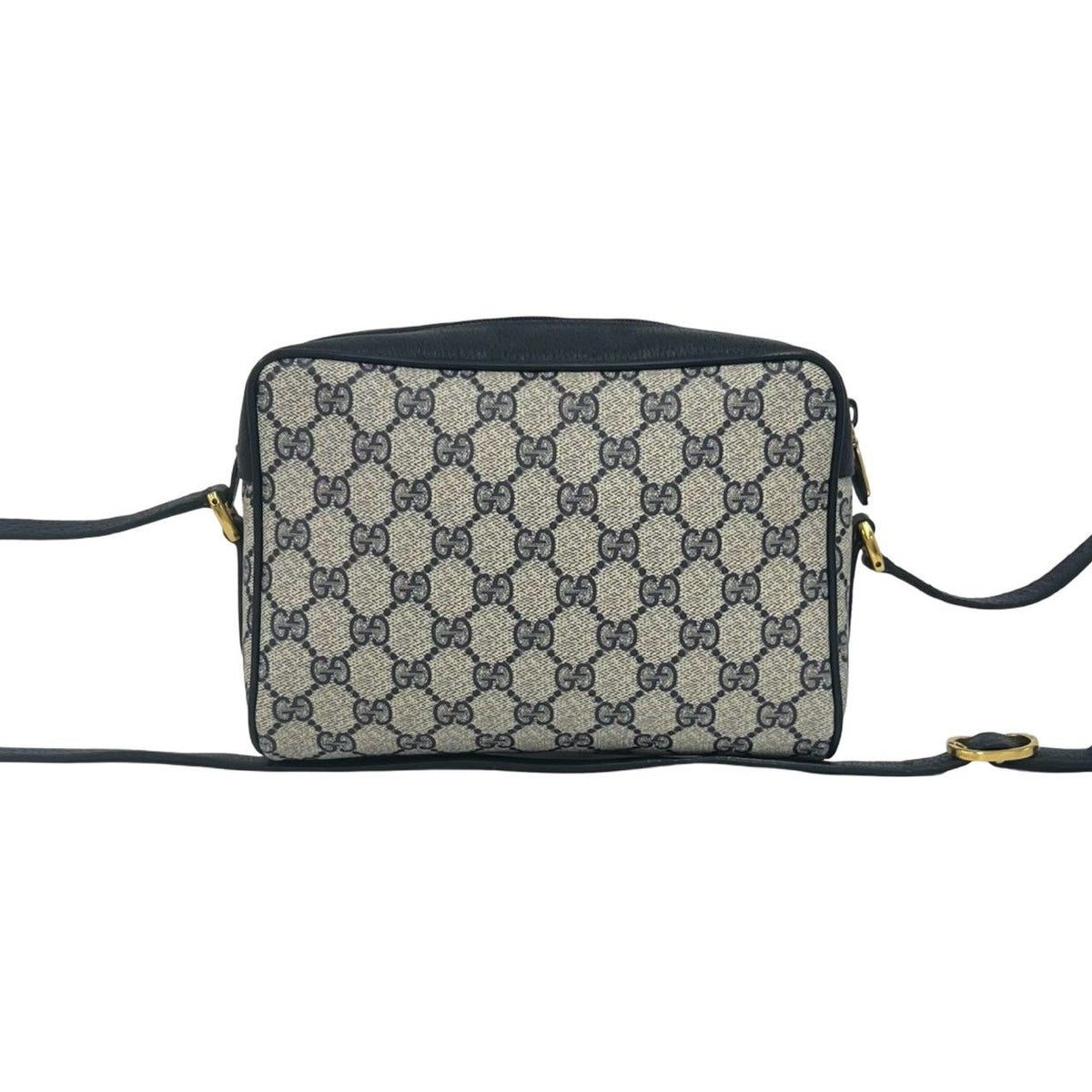 Gucci Vintage Sherry Line GG Logo Leather Shoulder Bag Pochette Navy — view 3